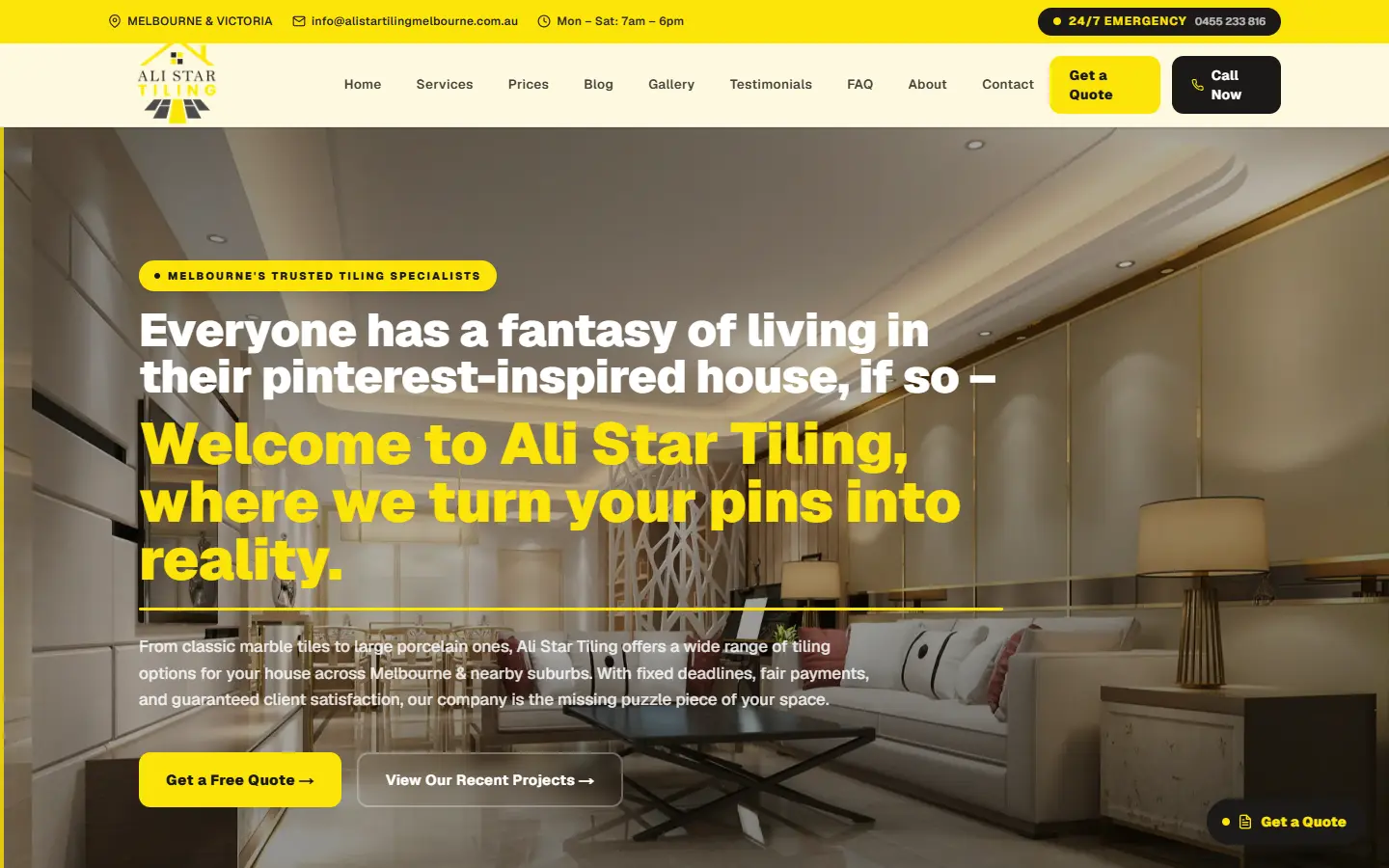 Alistar Tiling Melbourne homepage