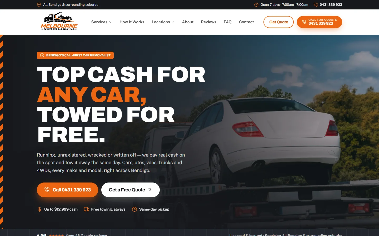 Melbourne Towing & Car Removals homepage
