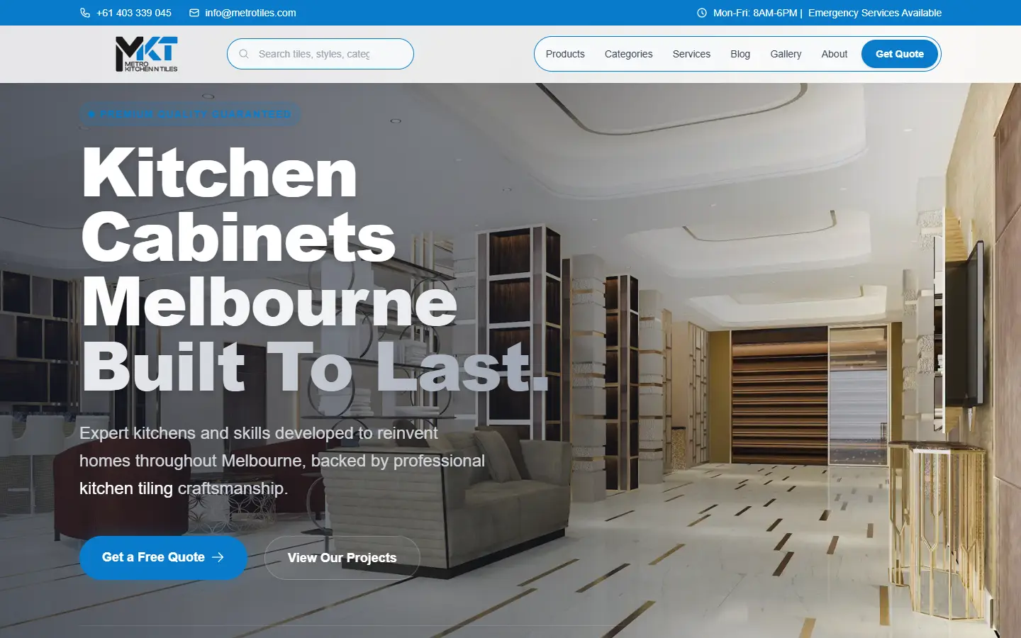 Metro Kitchen and Tiles homepage