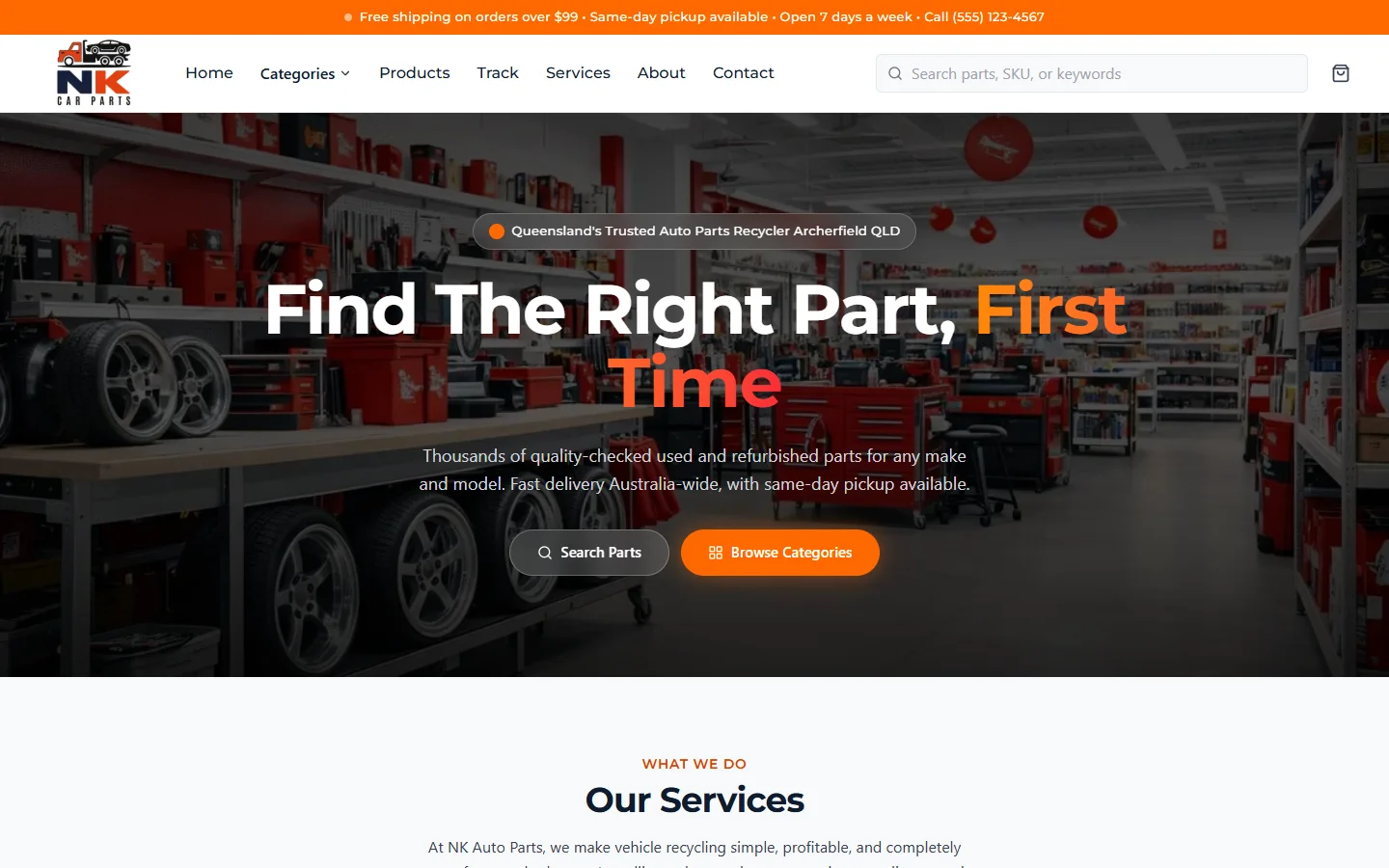 NK Car Parts online store built by Aral Studios